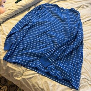 Lands' End Navy and White Striped Shirt